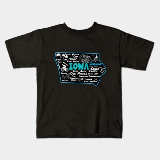 Dubuque Iowa Map Des Moines Cedar Rapids, Sioux City, Mason City, Boone, Ames, Davenport, Ottumwa, Fort Madison Kids T-Shirt